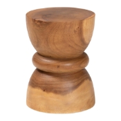 bali & pari Bancroft Solid Suar Wood Side Table - Handcrafted Sculptural End Table with Hourglass Design, Modern Boho Style for Living Room or Bedroom Baxton Studio restaurant furniture, hotel furniture, commercial furniture, wholesale living room furniture, wholesale end table, classic end table